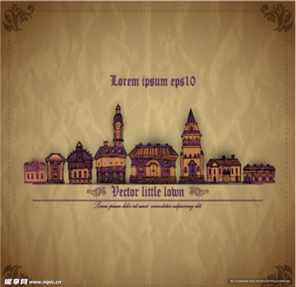 复古皱纹欧式矢量素材