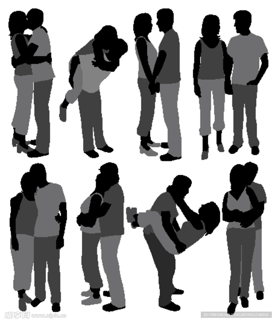 人物剪影 男女人物剪影 亲吻剪