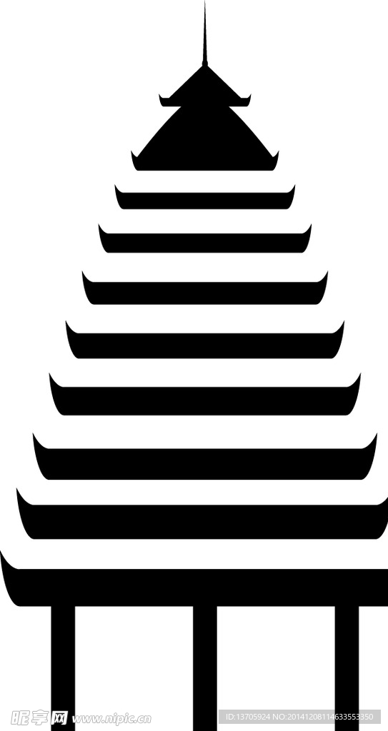 贵州原生态侗族 鼓楼 矢量