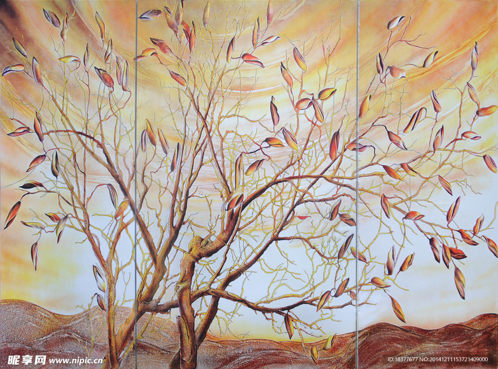 艺术玻璃高清树叶树枝图片