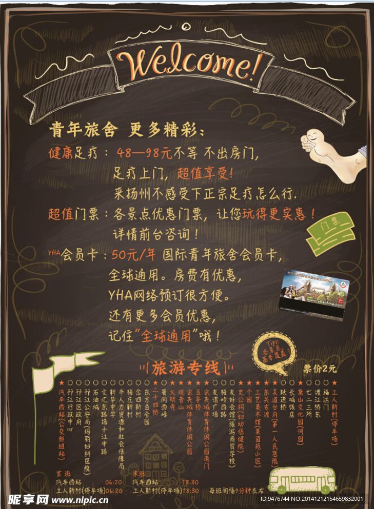 手绘 可爱 扬州旅游 黑板