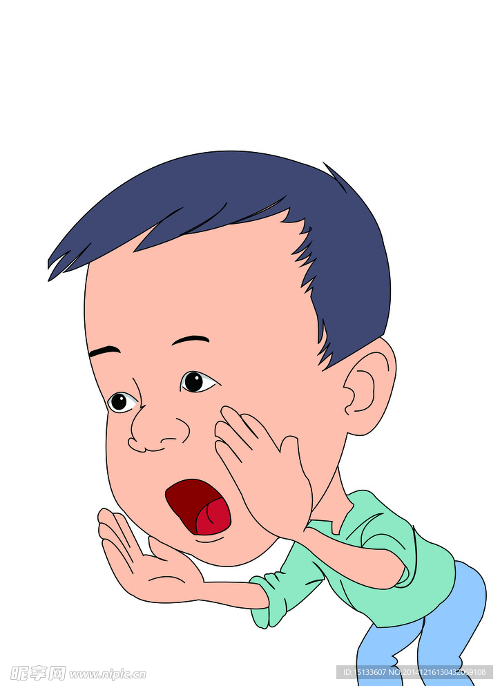 卡通男孩的呐喊