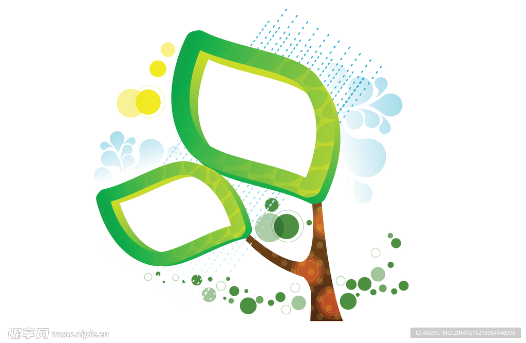 清新卡通树矢量边框背景