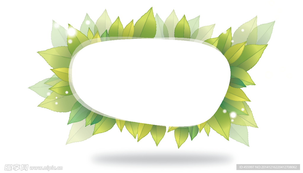 清新绿叶矢量边框背景