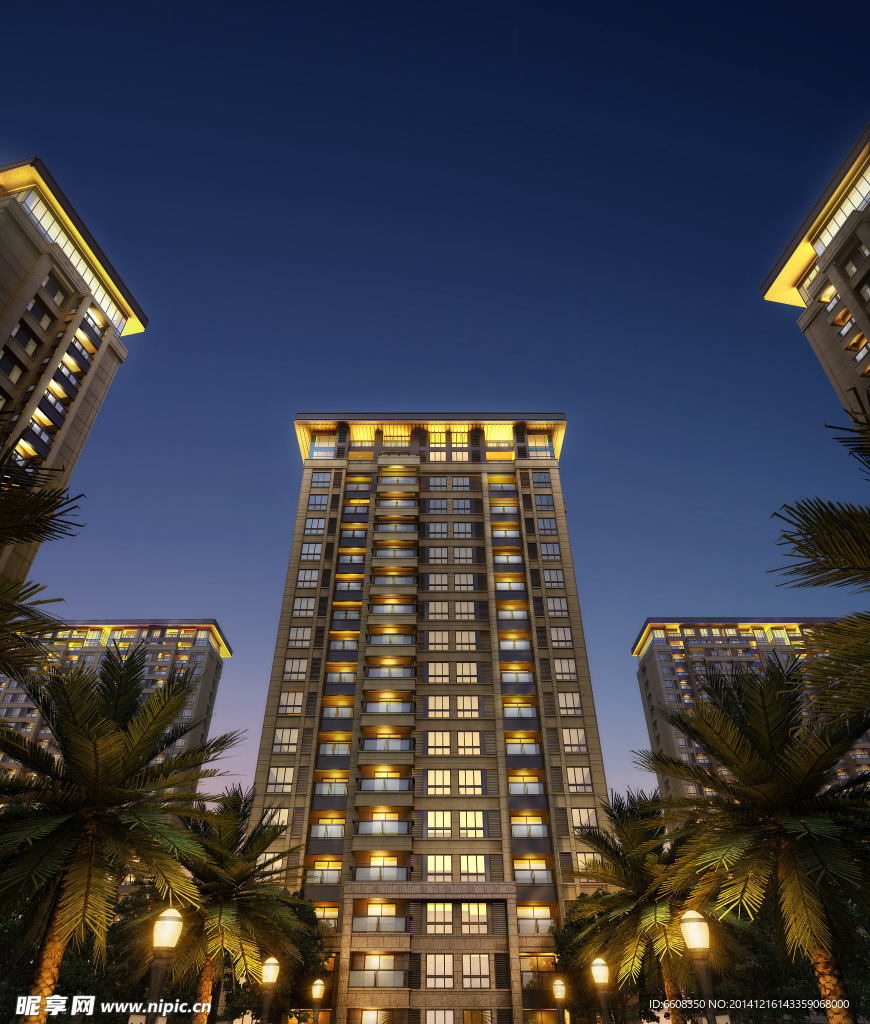 剑桥府邸夜景建筑效果图