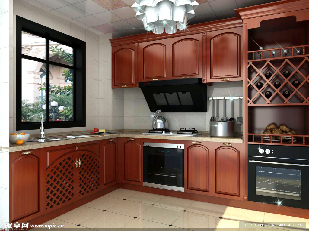 实木厨房 家装效果图