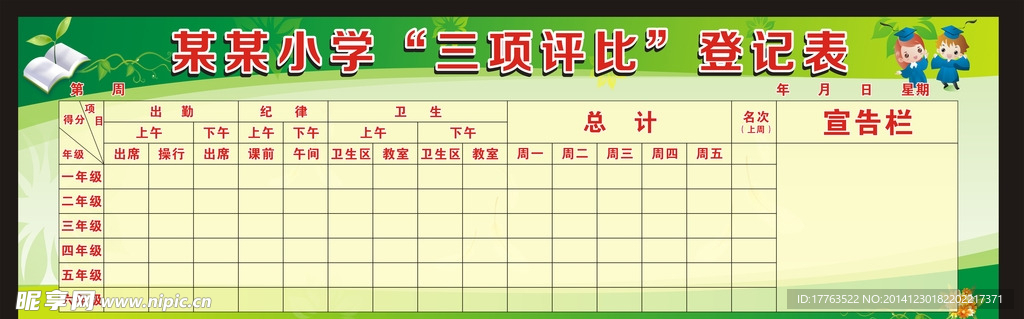 学校三项评比栏