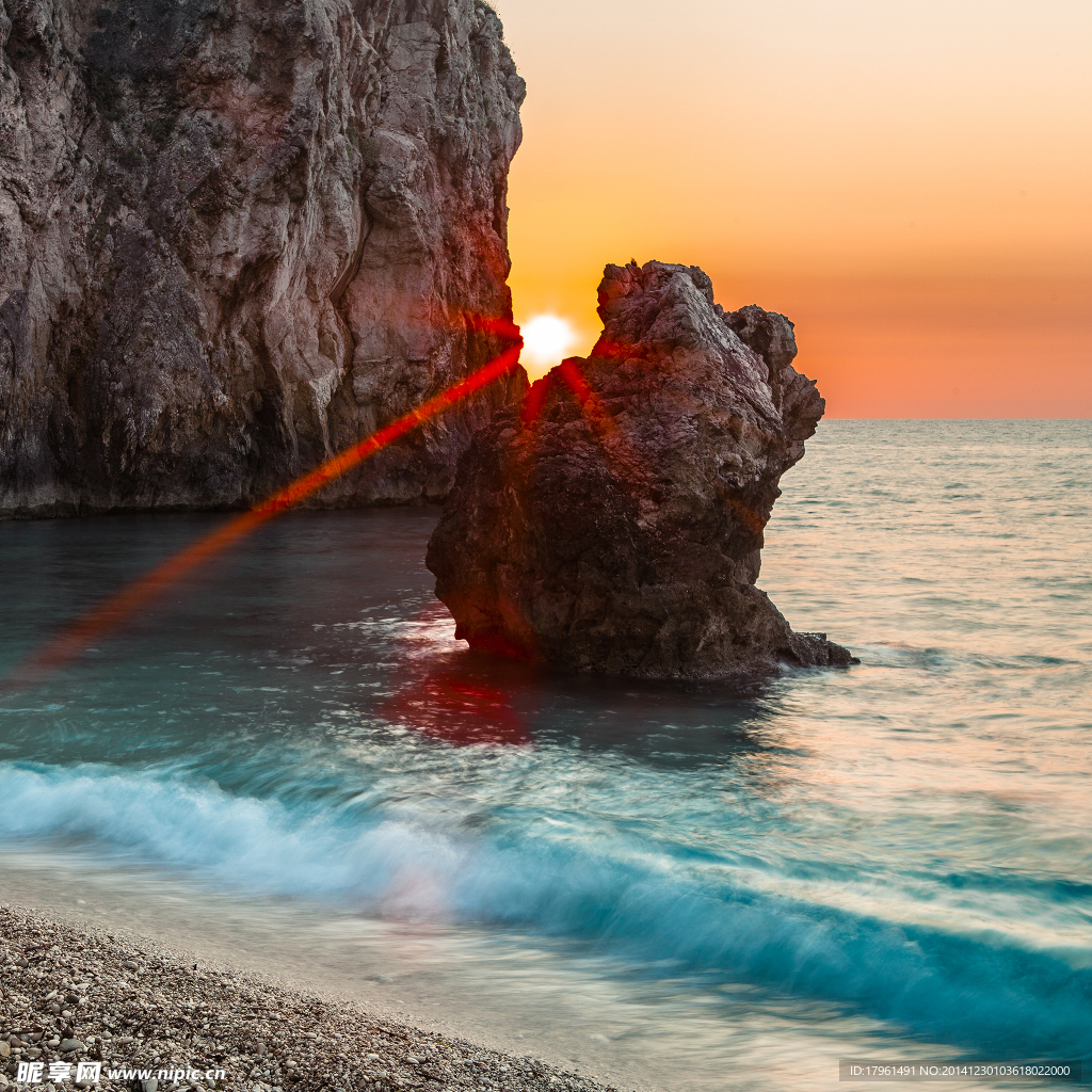 秦皇岛夕阳大海