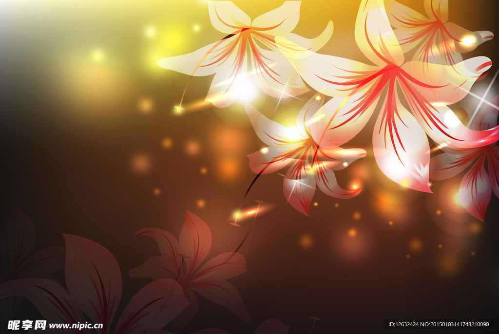 高清水滴辉光百合花背景图