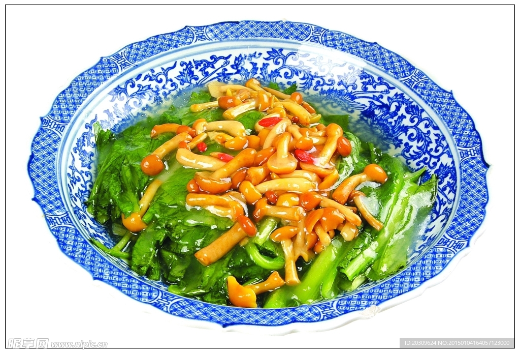 滑子蘑扒小白菜