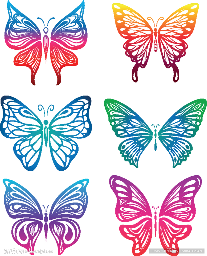 彩色矢量蝴蝶