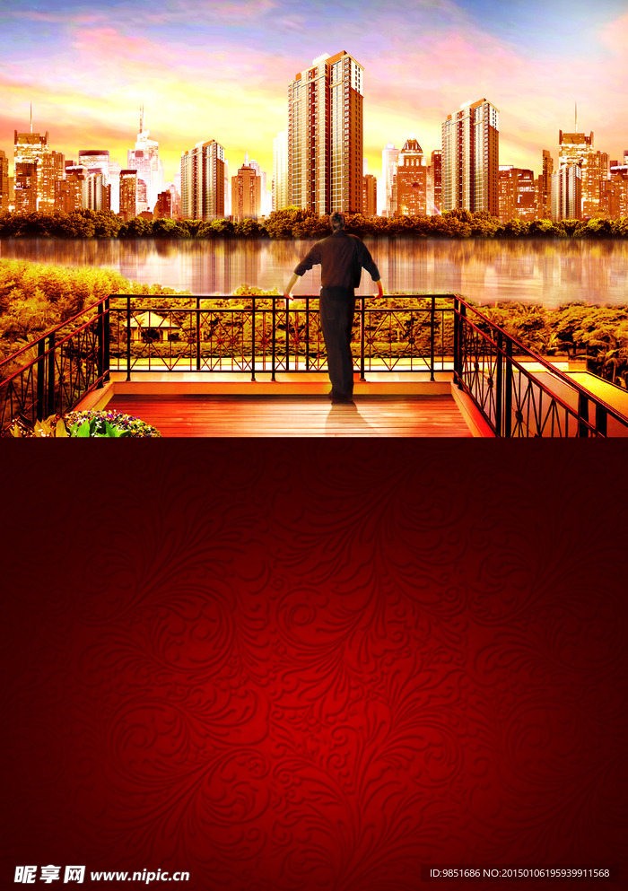 地产 高层 PSD 湖边