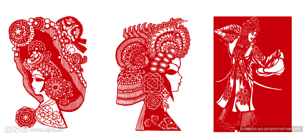 古典女子 唱戏 剪纸