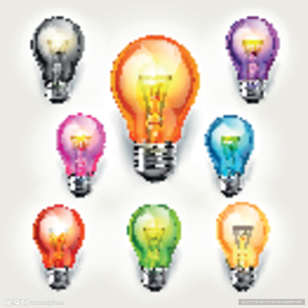 矢量 光感彩色灯泡