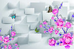 3D玫瑰花背景墙