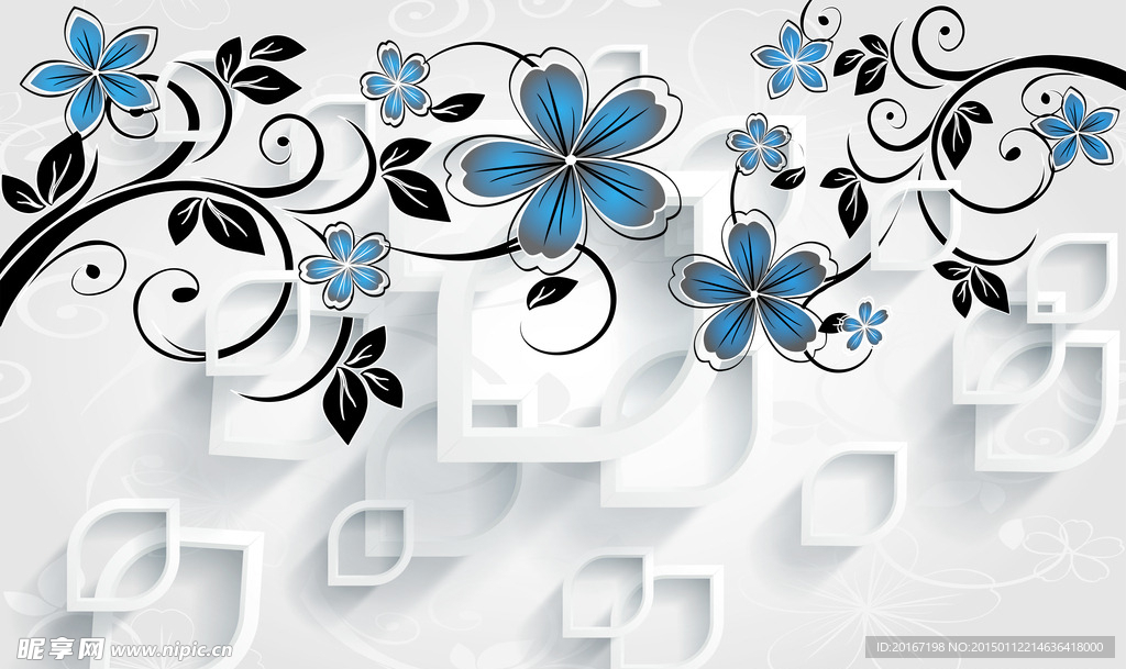 3D矢量花背景墙