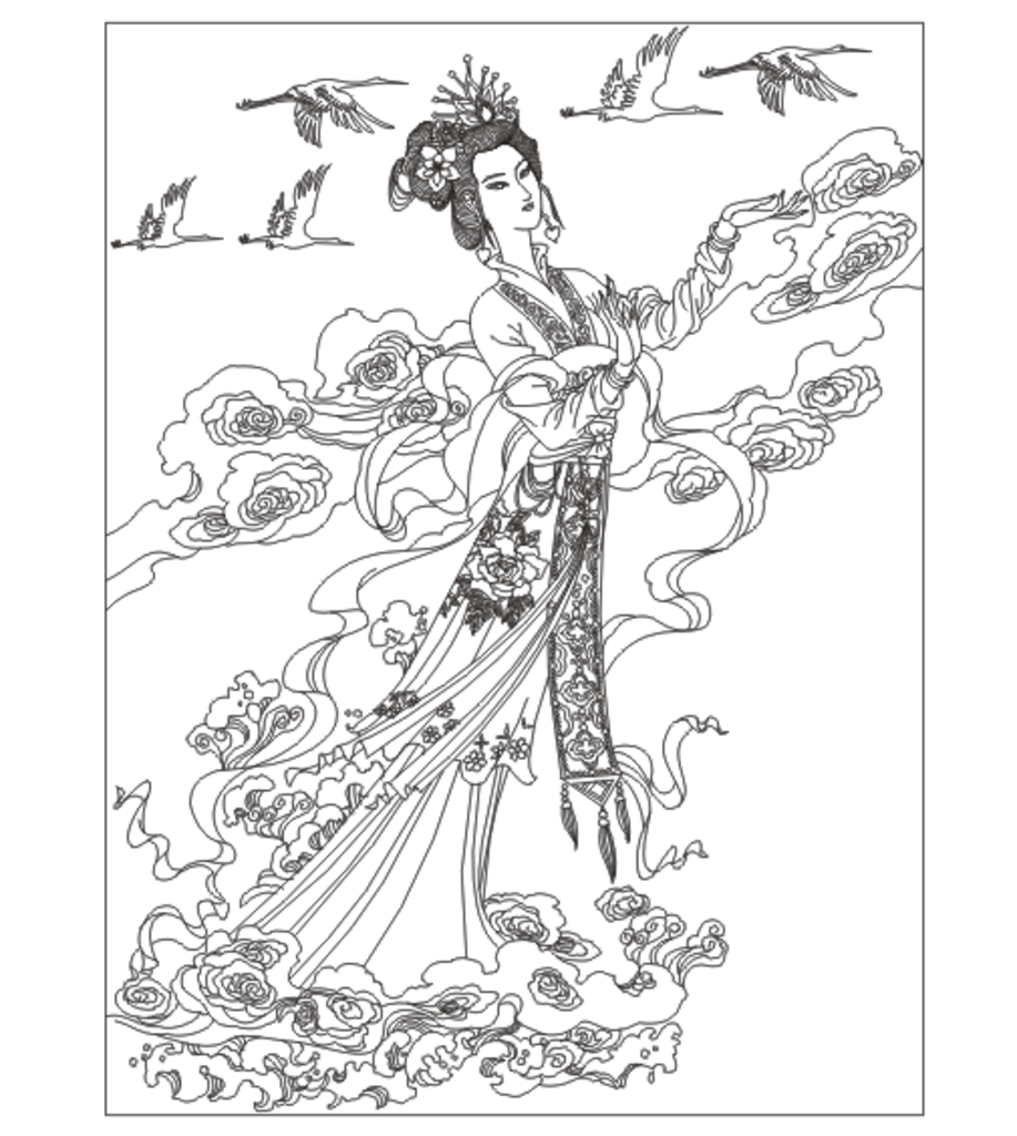 古典美女 线条图