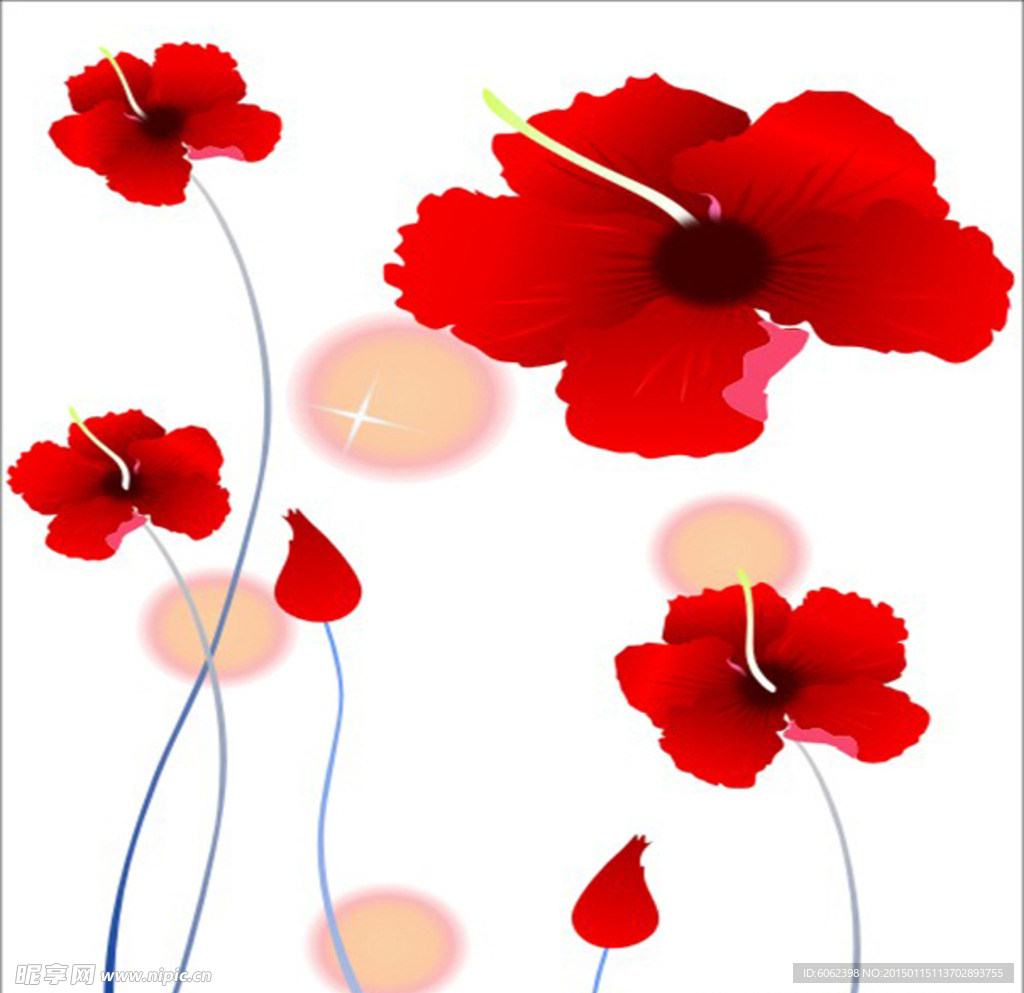 推拉门 红花 花朵