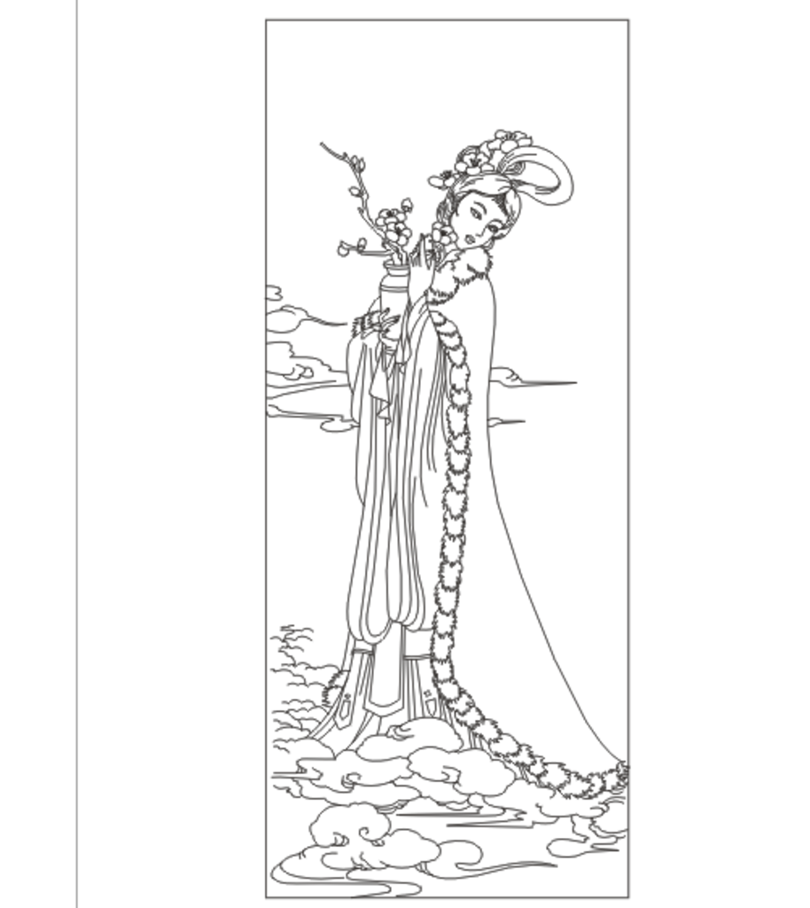 古典美女 线条图