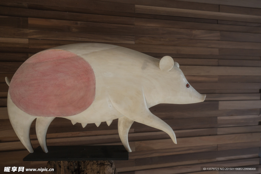 墙上的小猪招牌