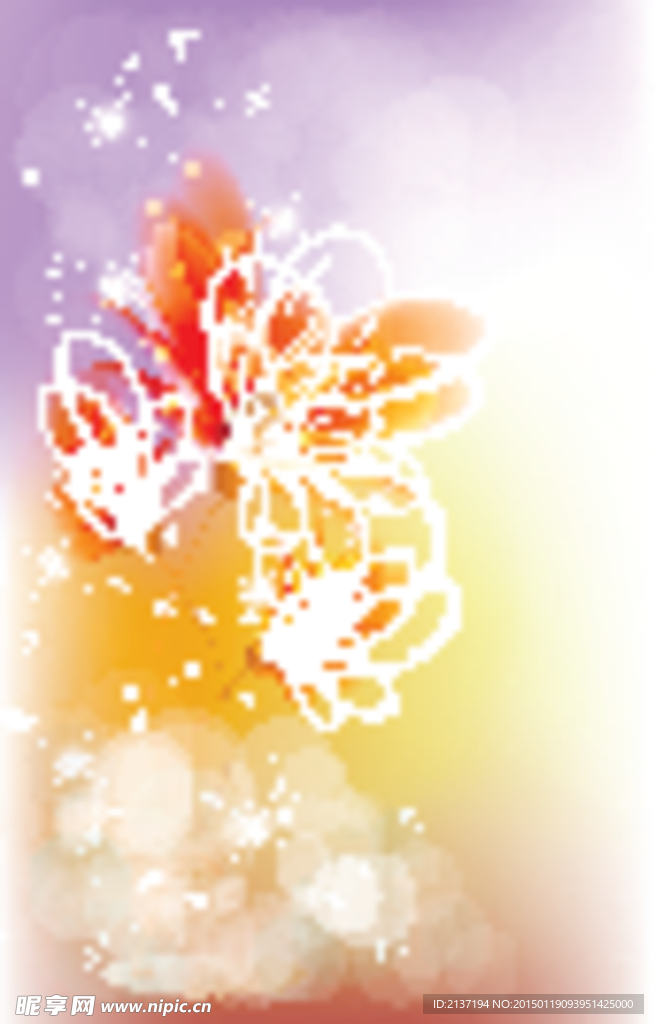 浅紫色背景的花卉 矢量