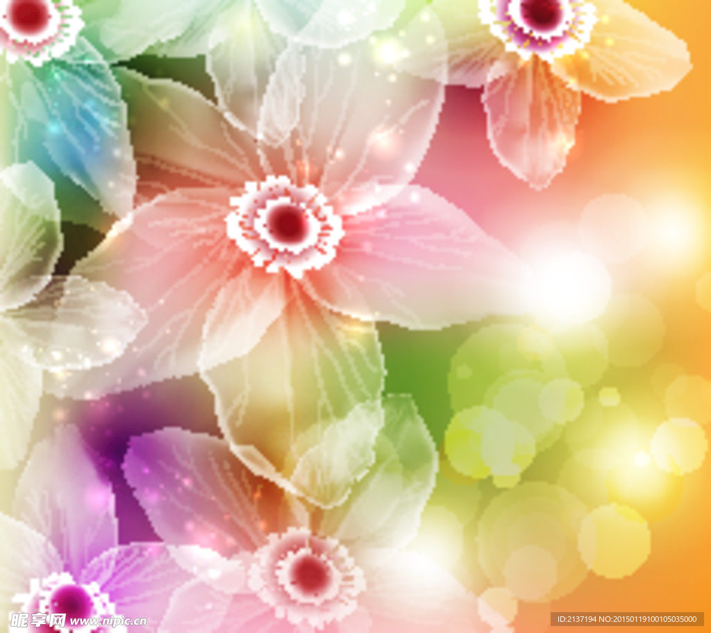 矢量 梦幻中美丽的花朵