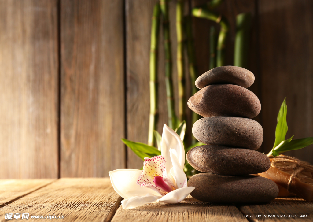 花与按摩石