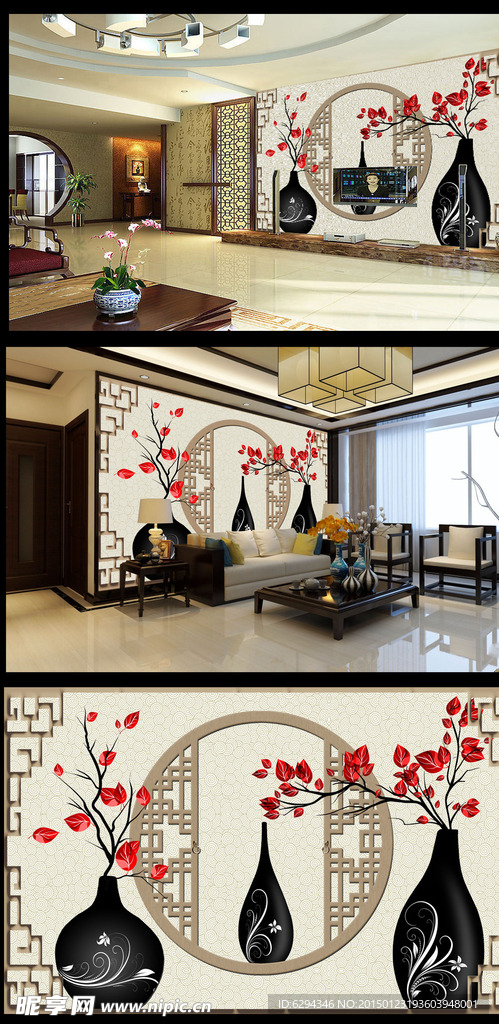 高清分层鸿运当头花瓶装饰画