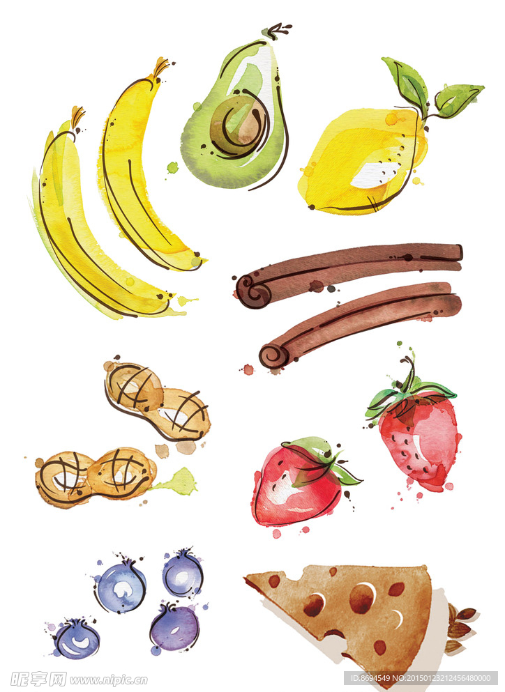 手绘 水果蛋糕花生