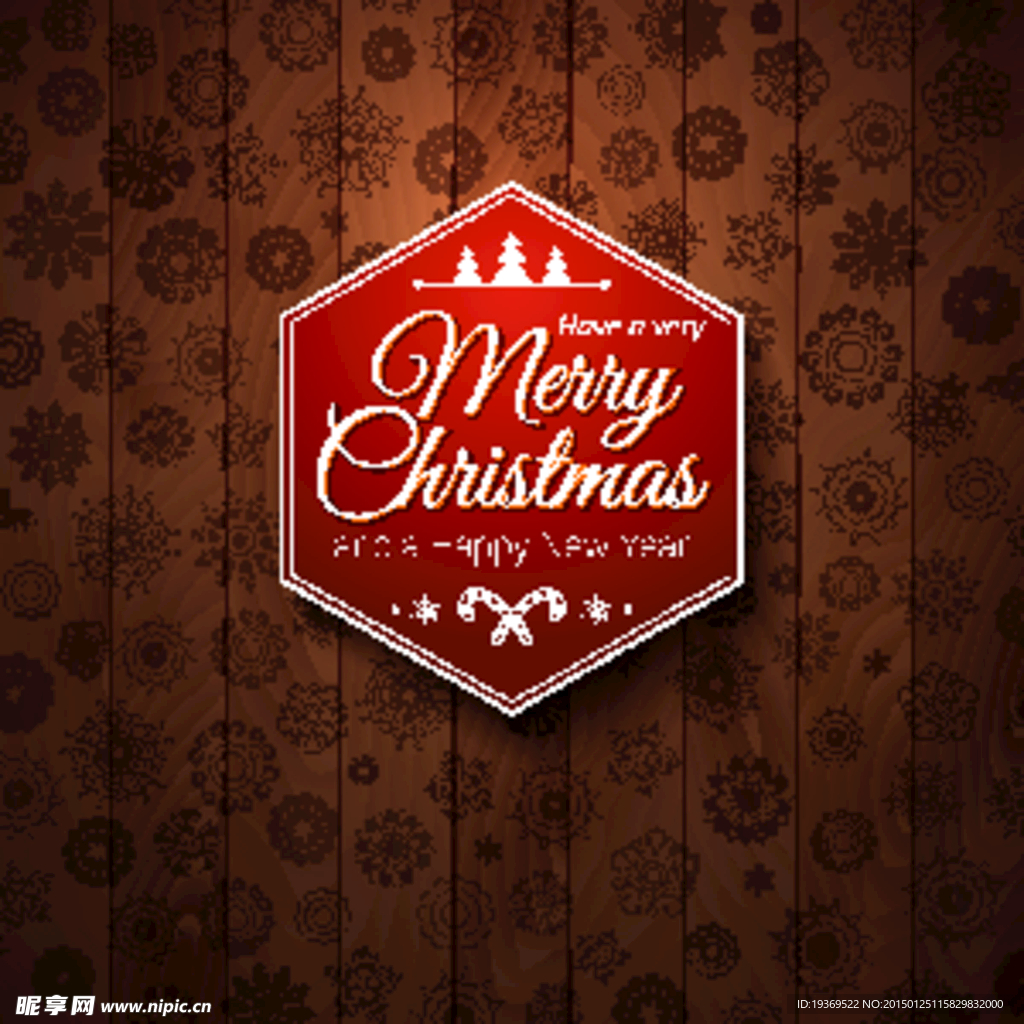 精美圣诞标签木板插画矢量素材