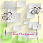 3D方块背景手绘矢量花 小清新