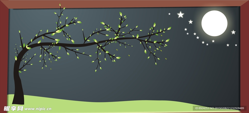 黑板报月亮树