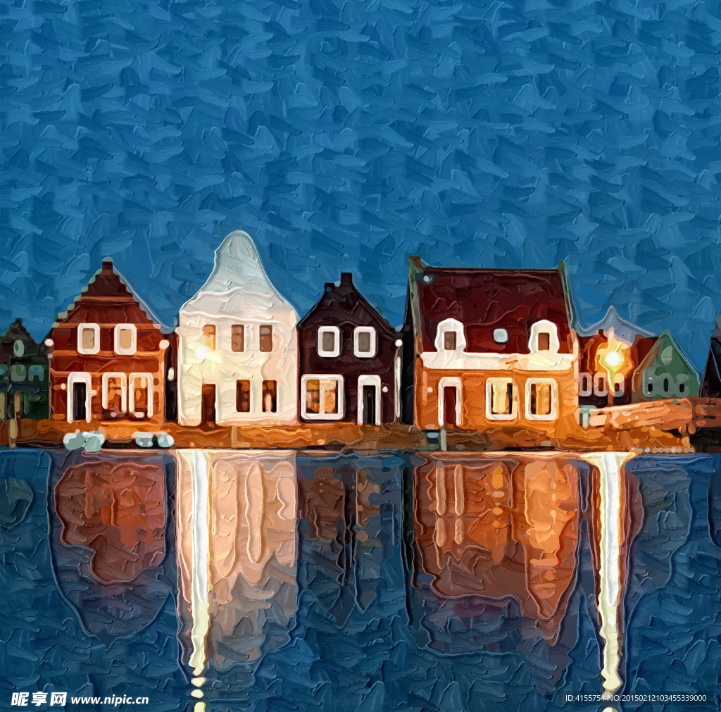 建筑抽象画 装饰画 油画