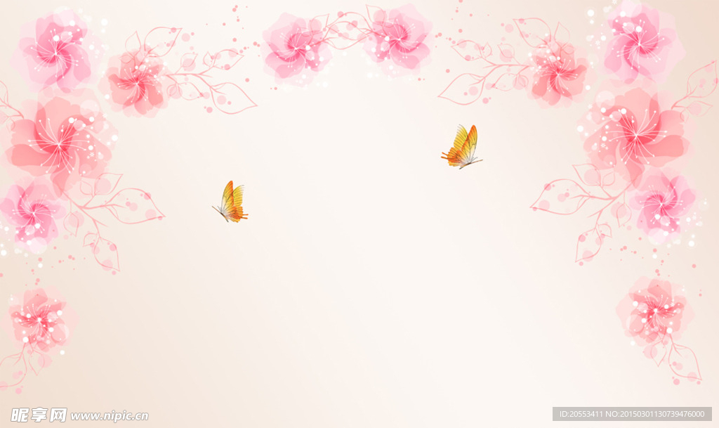 时尚梦幻粉色花朵