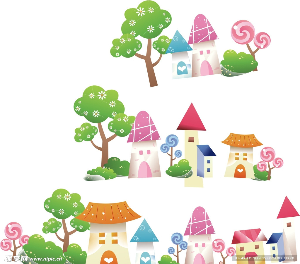 树木 房子 棒棒糖