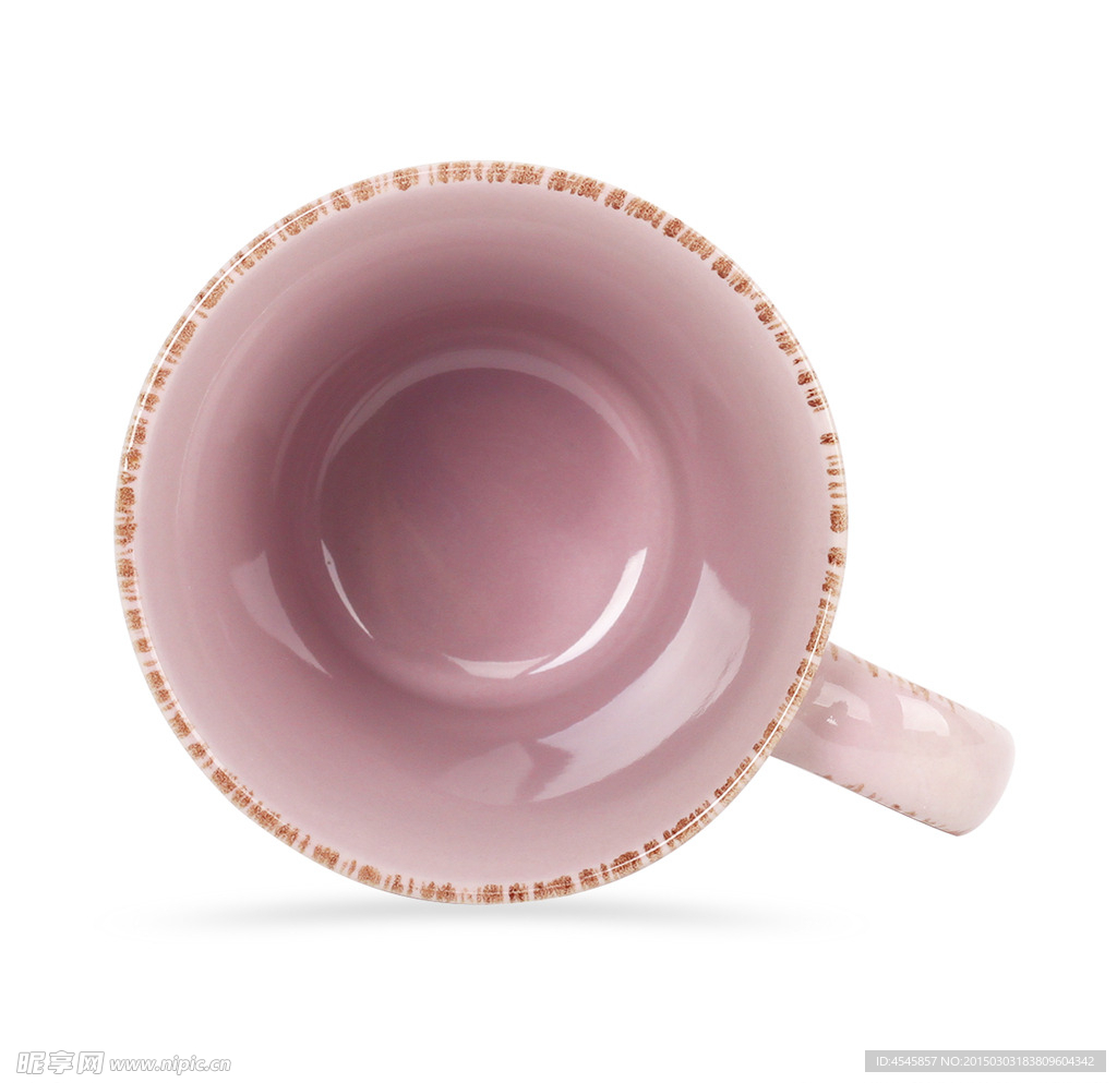 粉色陶瓷返古刷痕杯俯视图