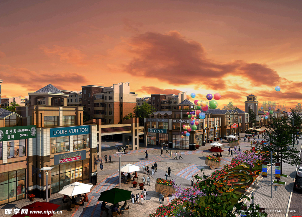 黄昏商业透视效果图