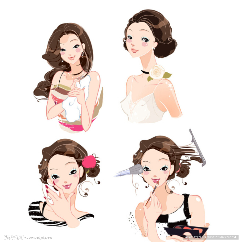 矢量女人 化妆图片