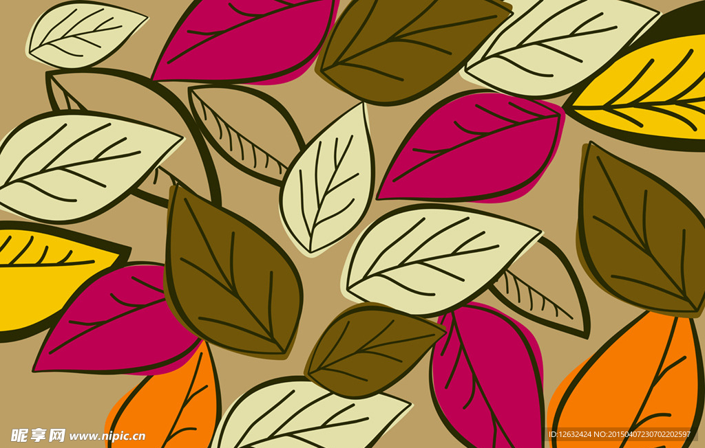 手绘树叶背景墙