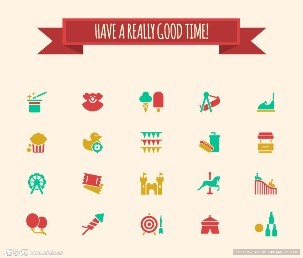 彩色游乐场元素图标矢量素材