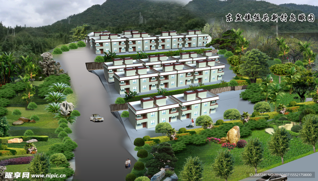 乡镇小区鸟瞰图