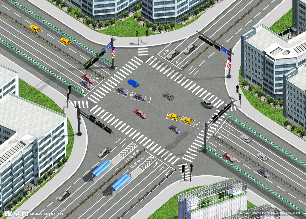 十字路口的效果图