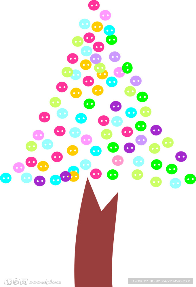 彩色圣诞树 卡通风格