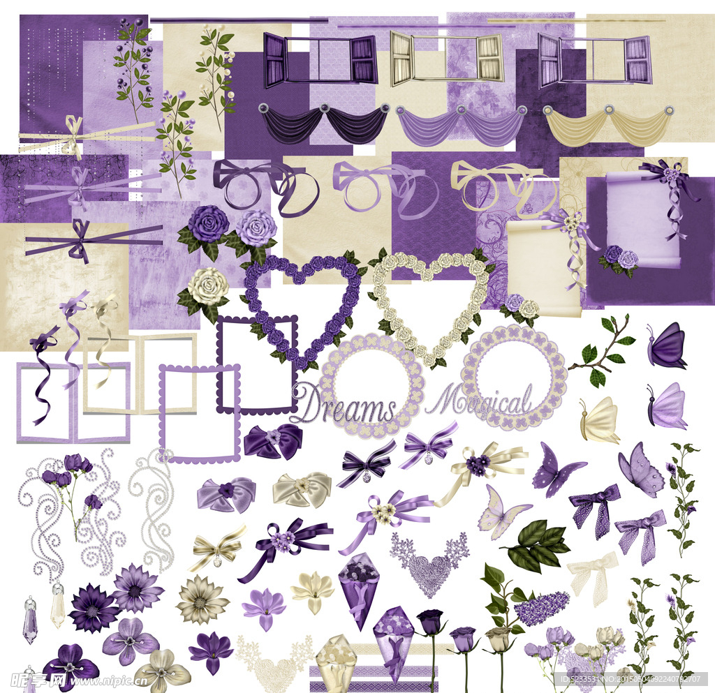 紫色背景花纹边框