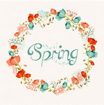 春季水彩花环