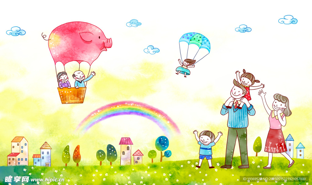 彩绘快乐儿童节海报