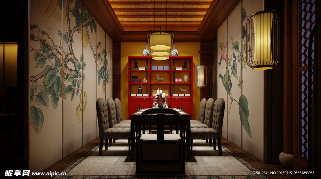 中式古典餐厅效果图