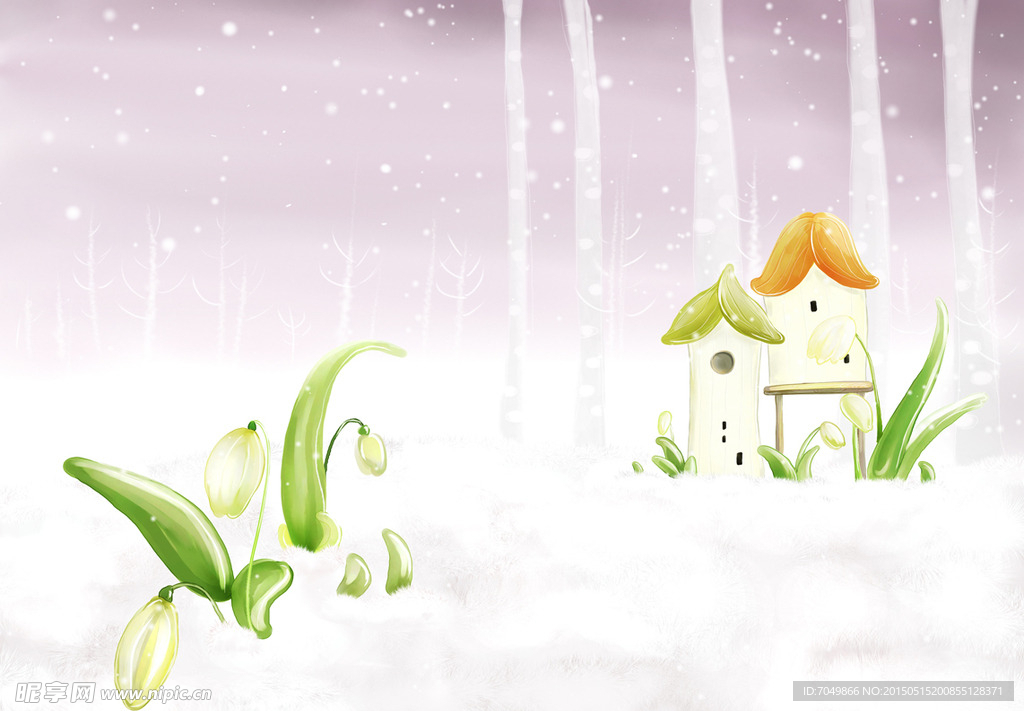 手绘卡通风景图