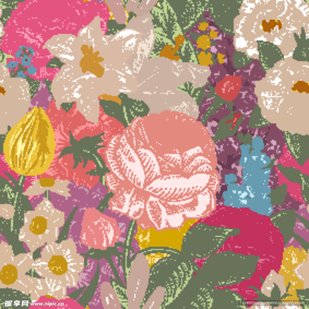 优雅复古手绘花卉背景矢量素材