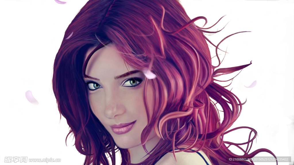 45度侧脸微笑美女